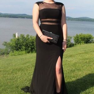Black mesh cut-out prom dress